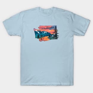 Washington Fly Fishing State River Sunset by TeeCreations T-Shirt